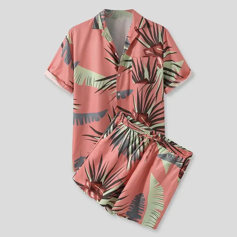 Men's Full Size Button Up Shirt and Shorts Set Plus Size - Luxé Lane