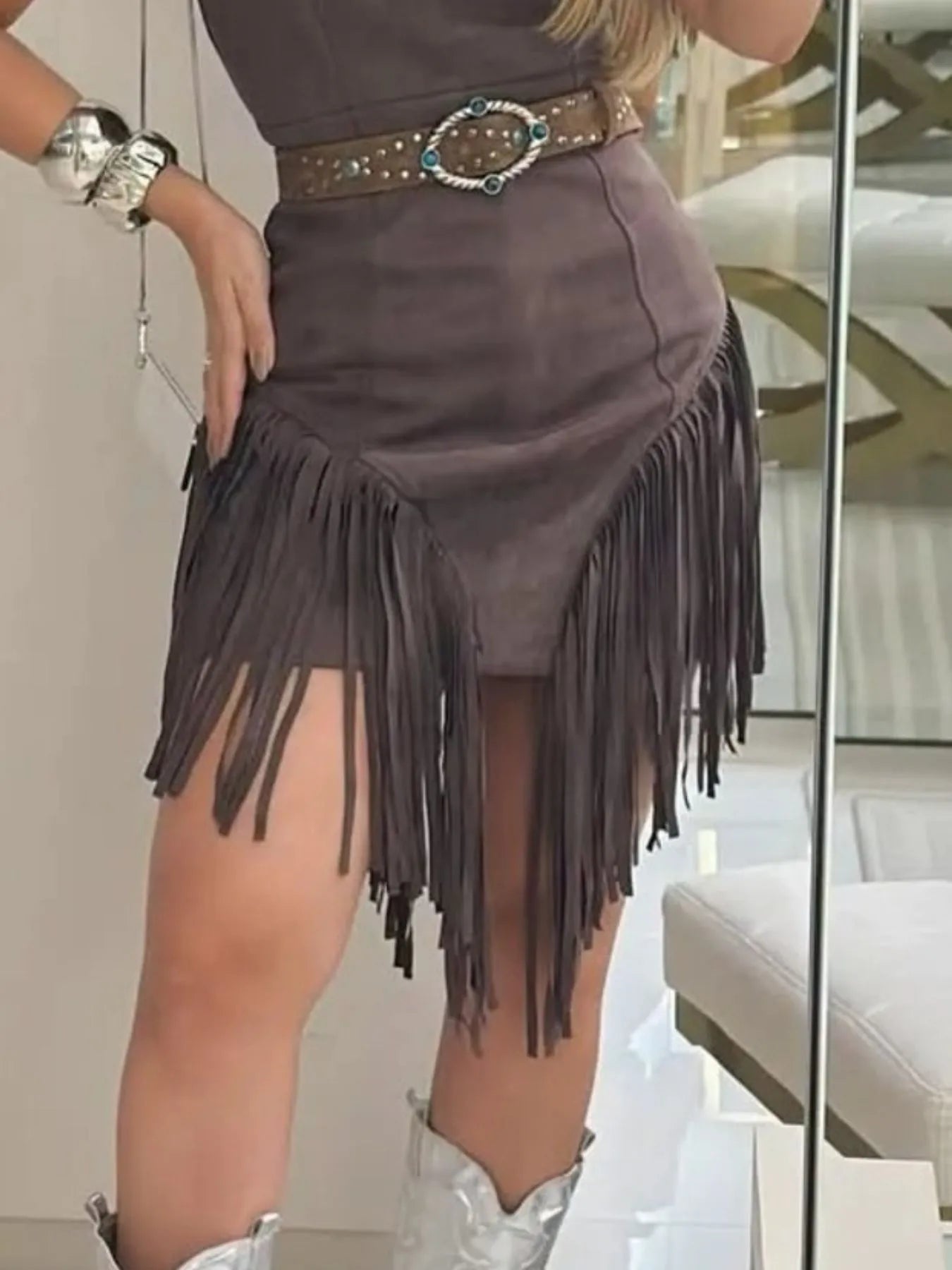 Fringe Square Neck Bodycon Mini Dress - Luxé Lane