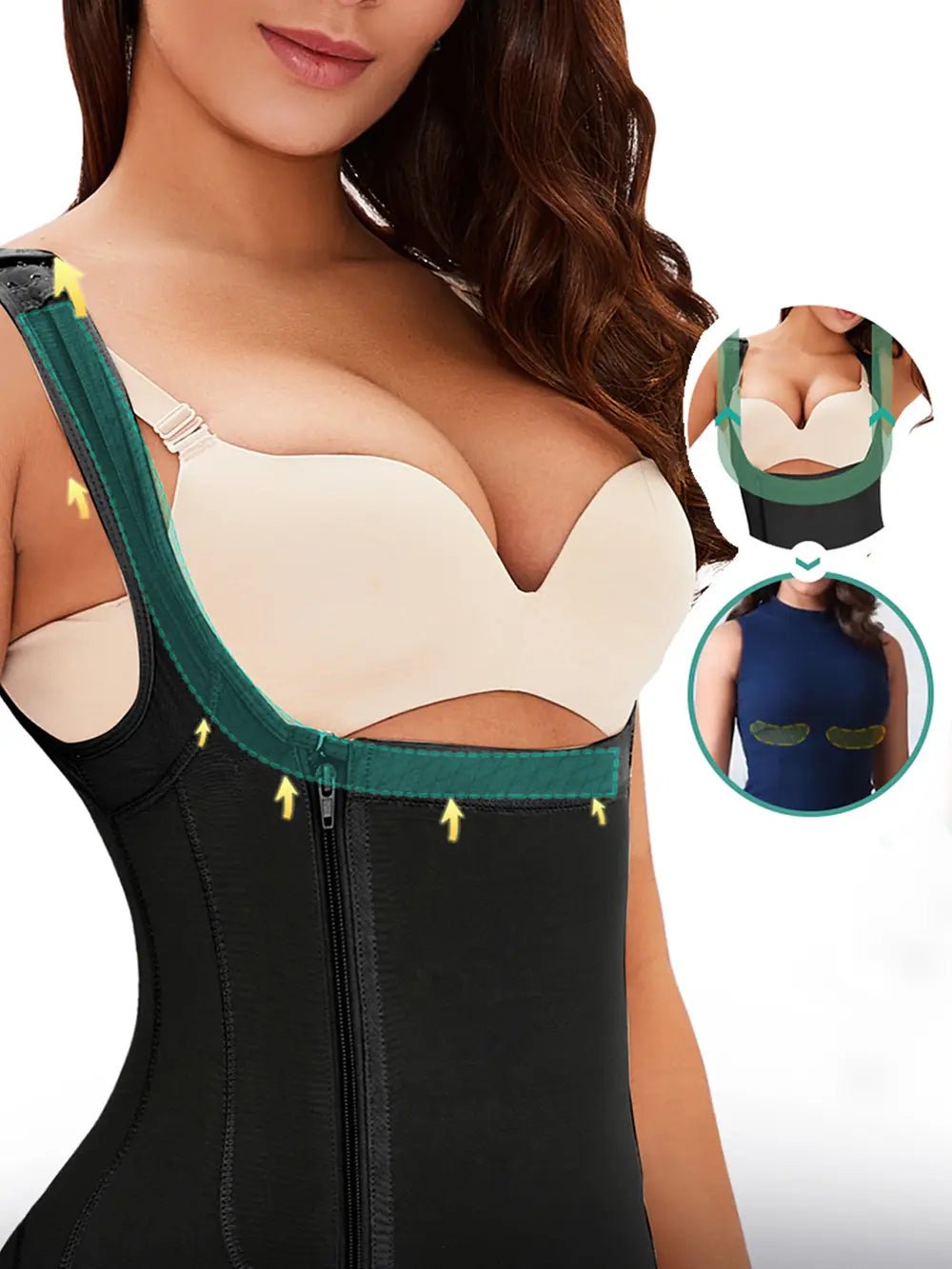 Full Size Side Zip Up Wide Strap Shapewear - Luxe Lane Apparel