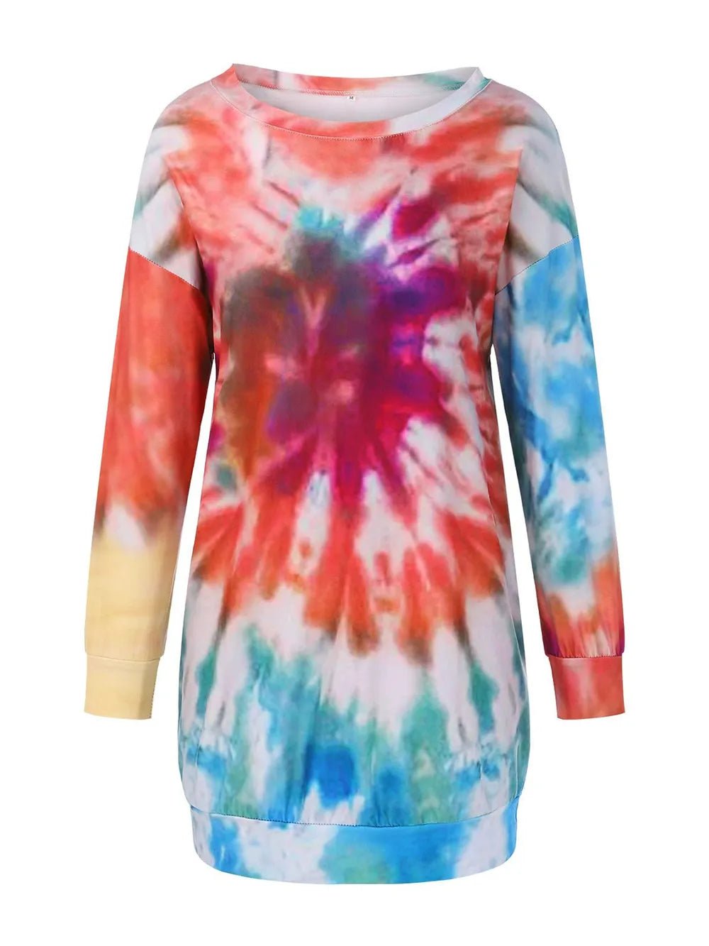 Full Size Tie - Dye Round Neck Long Sleeve Dress - Luxé Lane