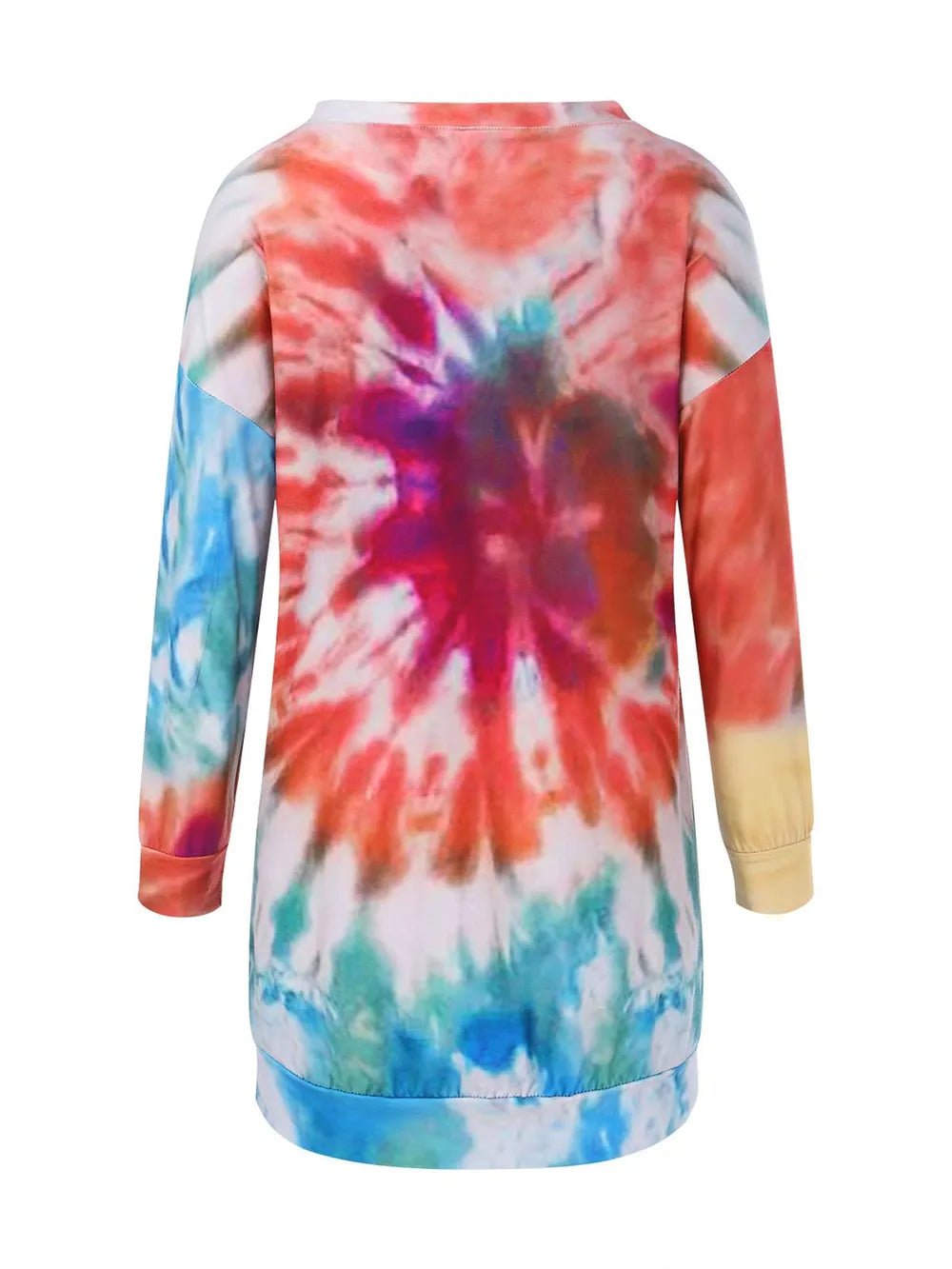 Full Size Tie - Dye Round Neck Long Sleeve Dress - Luxé Lane
