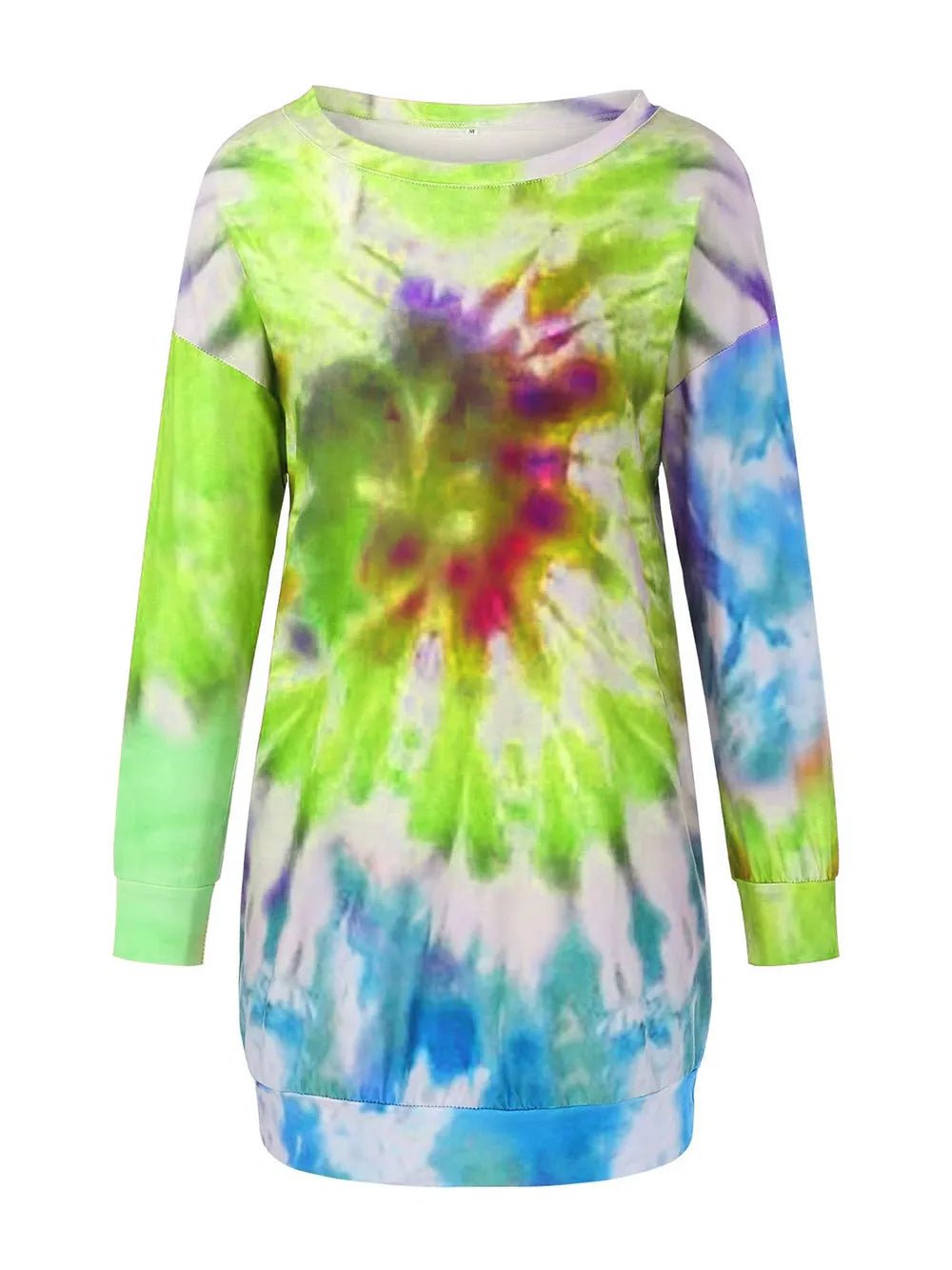 Full Size Tie - Dye Round Neck Long Sleeve Dress - Luxé Lane