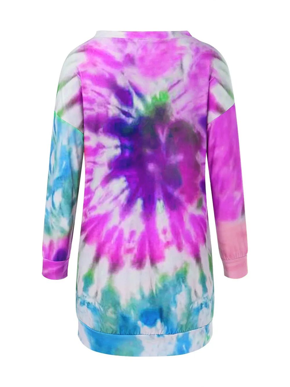 Full Size Tie - Dye Round Neck Long Sleeve Dress - Luxé Lane