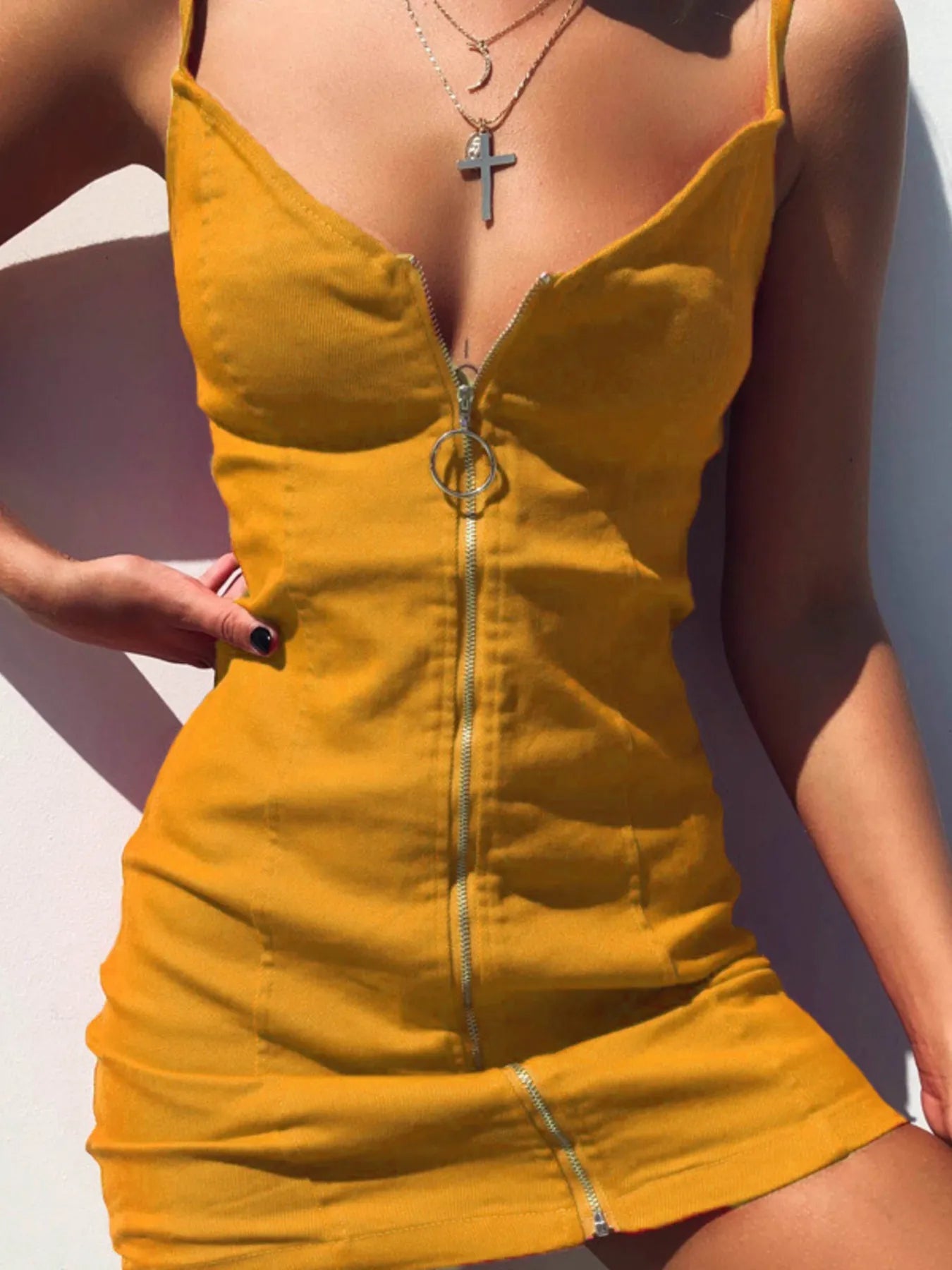 Full Size Zip - Front Bodycon Mini Dress Plus Size - Luxe Lane Apparel