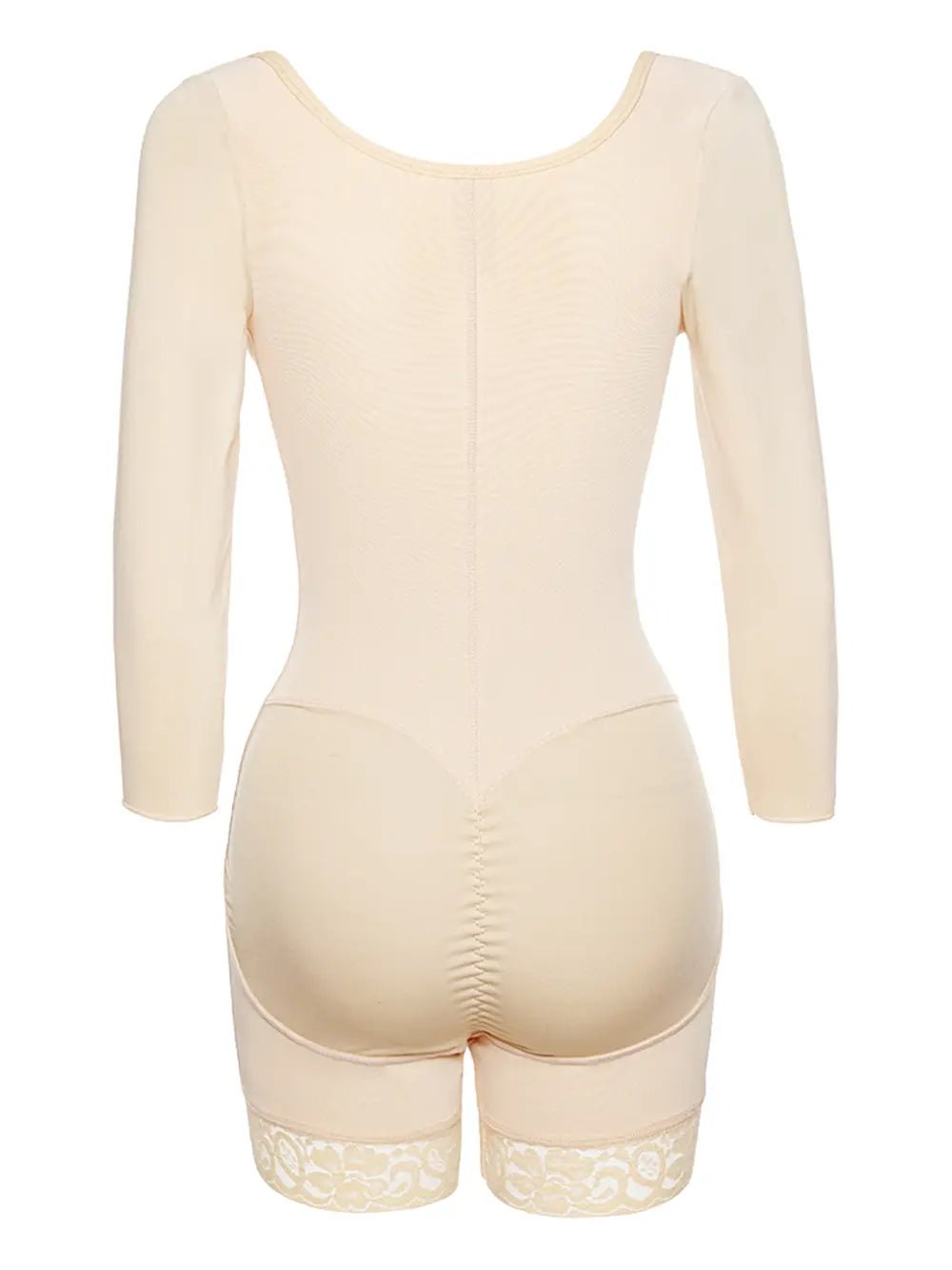 Full Size Zip Up Lace Detail Long Sleeve Shapewear - Luxe Lane Apparel