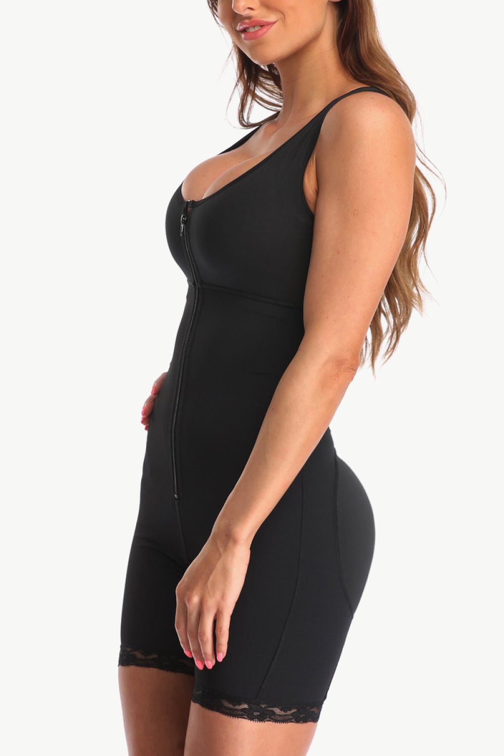 Full Size Zip - Up Lace Detail Shapewear - Luxe Lane Apparel