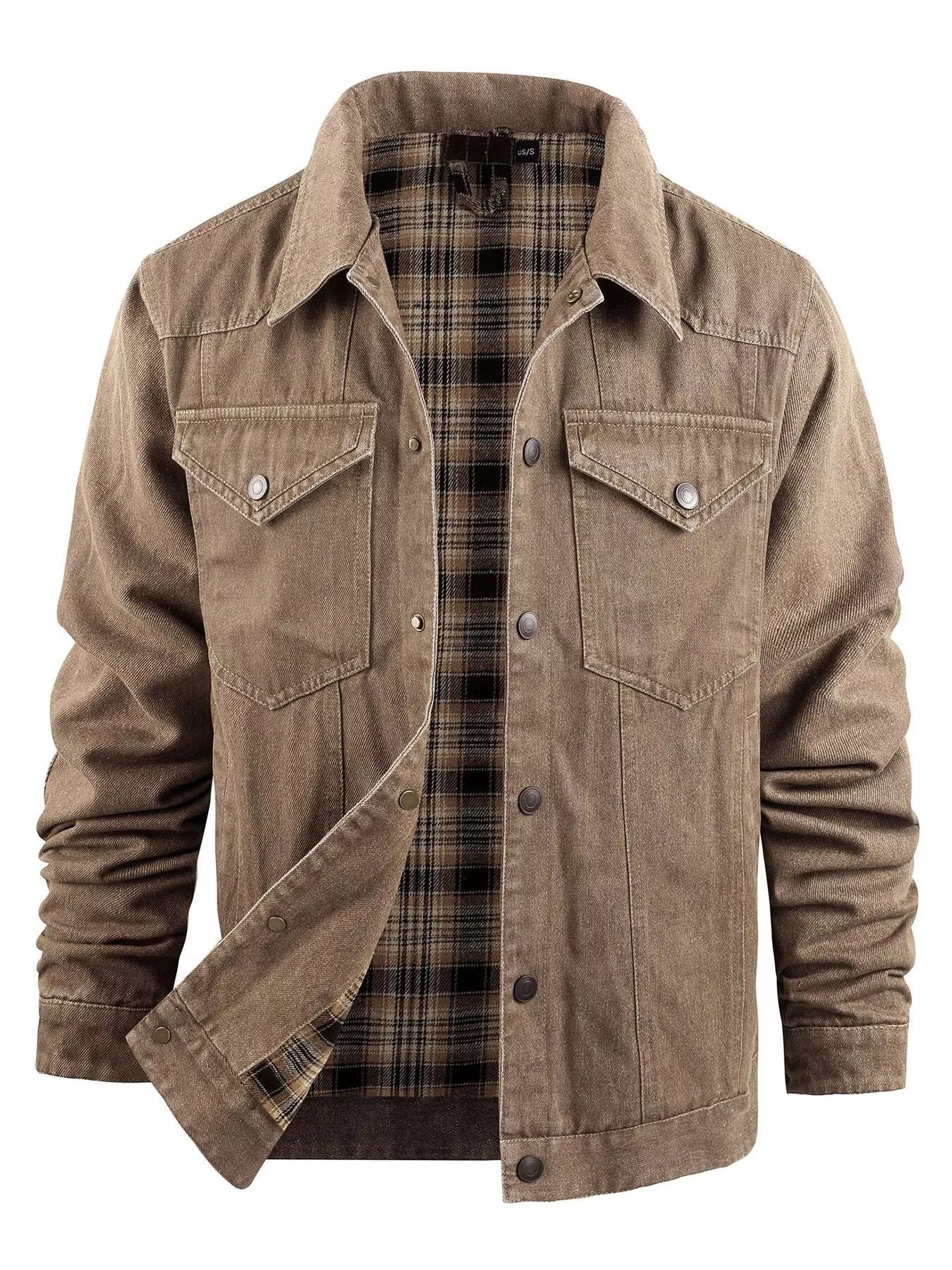 Men's Casual Snap Down Denim Jacket - Luxé Lane