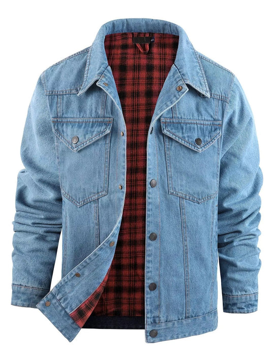 Men's Casual Snap Down Denim Jacket - Luxé Lane