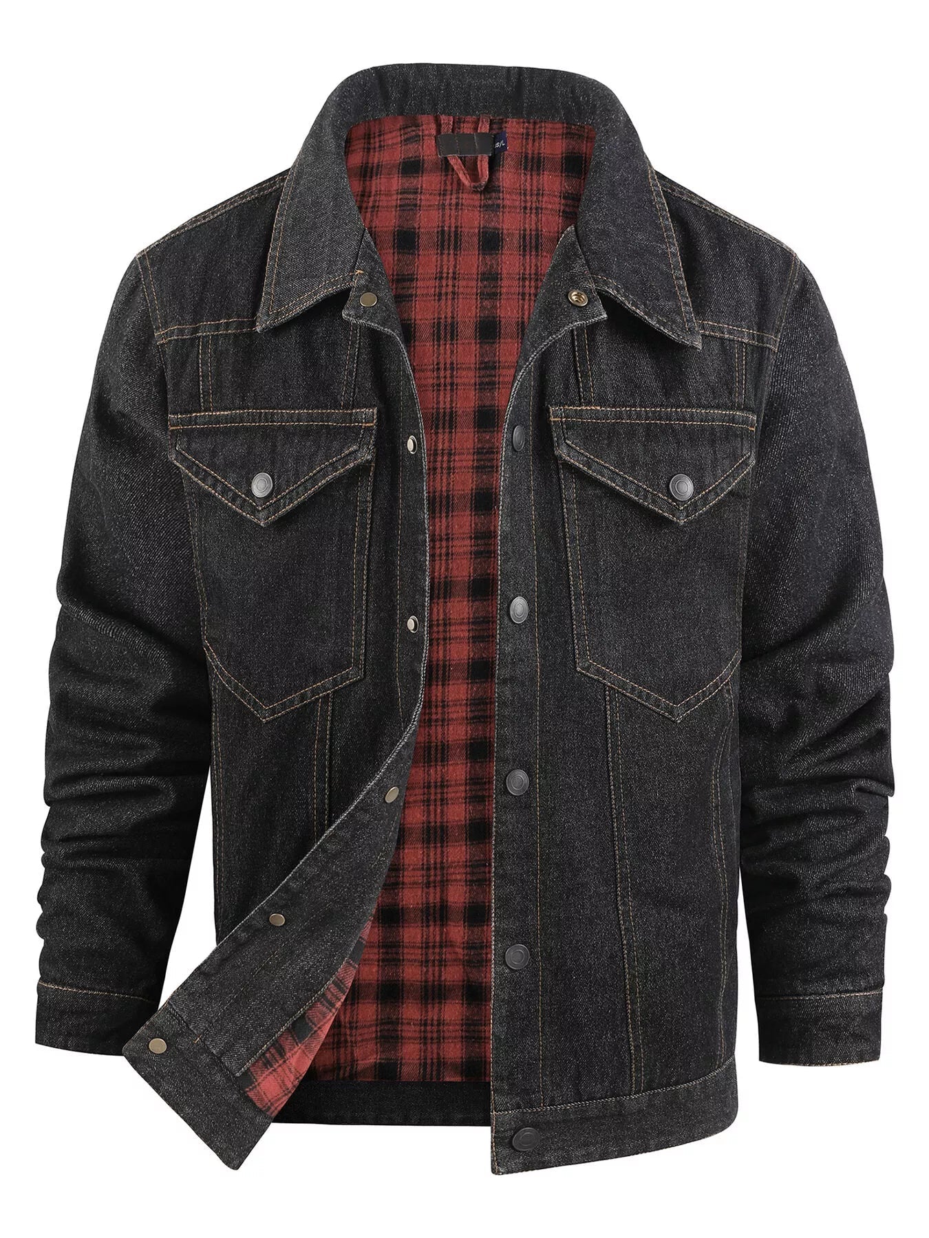Men's Casual Snap Down Denim Jacket - Luxé Lane