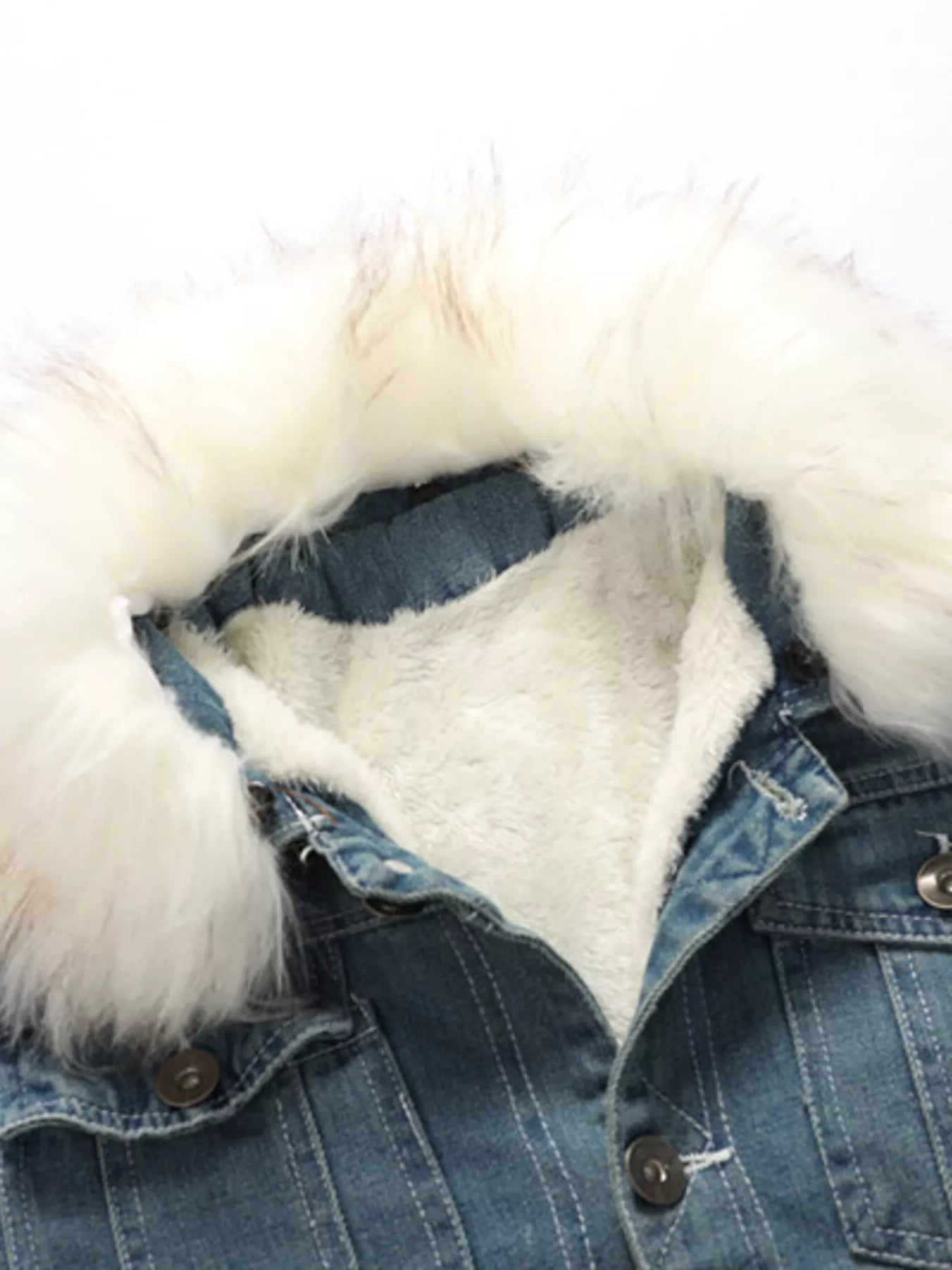 Men's Full Size Faux Fur Collar Denim Jacket Plus Size - Luxé Lane