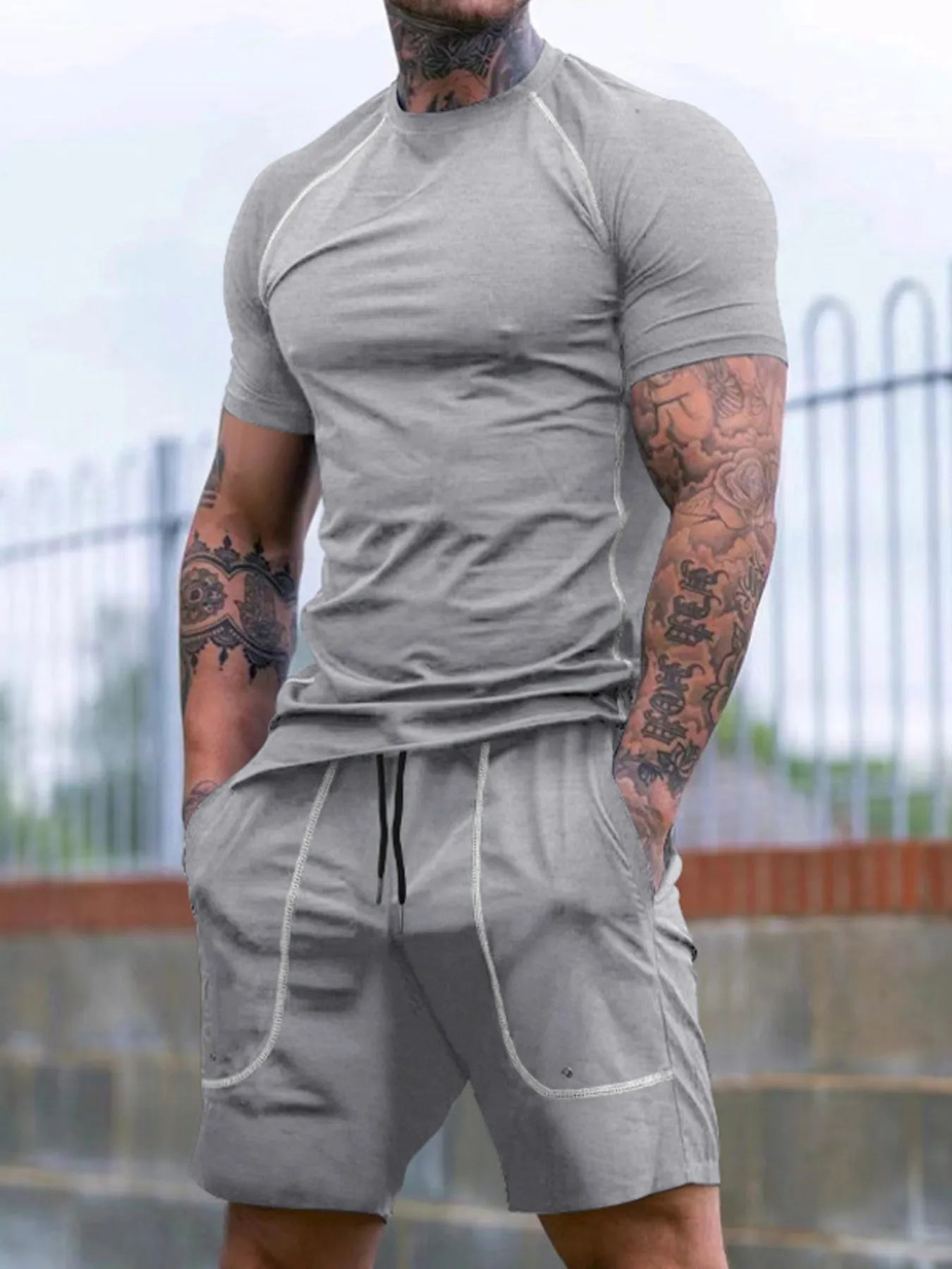 Men's Full Size Round Neck Short Sleeve T-Shirt and Shorts Set Plus Size - Luxé Lane