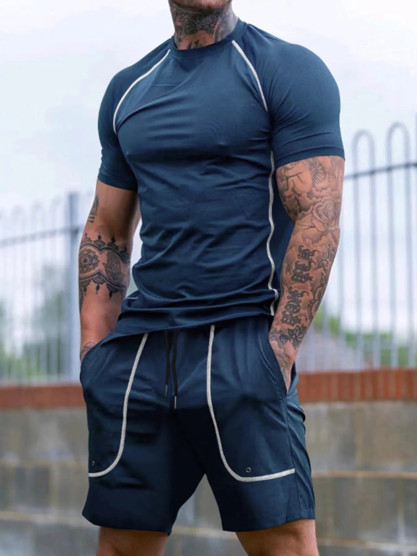 Men's Full Size Round Neck Short Sleeve T-Shirt and Shorts Set Plus Size - Luxé Lane