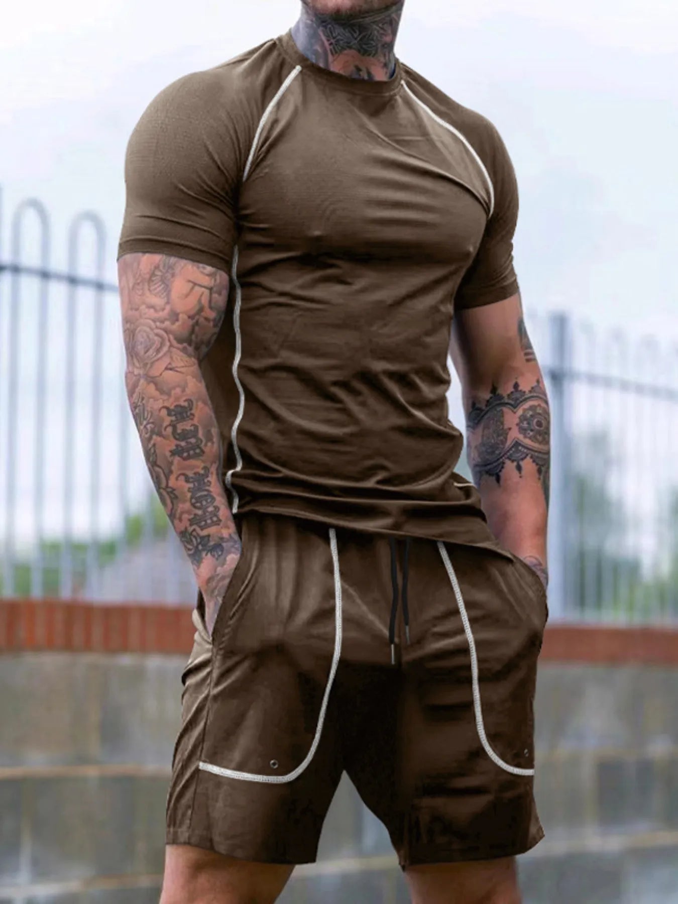 Men's Full Size Round Neck Short Sleeve T-Shirt and Shorts Set Plus Size - Luxé Lane