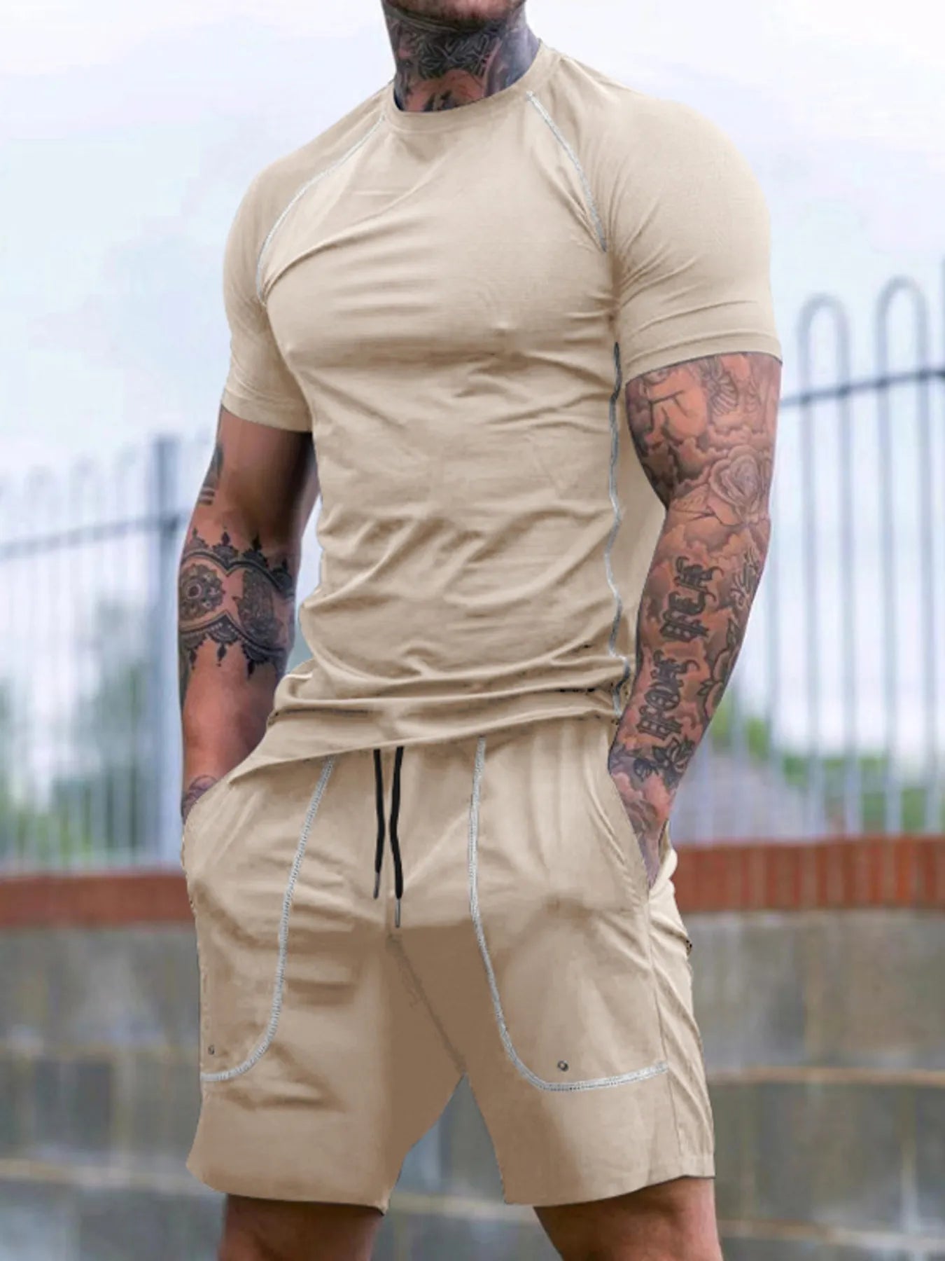 Men's Full Size Round Neck Short Sleeve T-Shirt and Shorts Set Plus Size - Luxé Lane