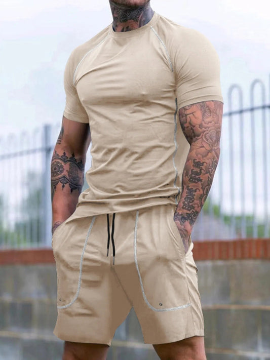 Men's Full Size Round Neck Short Sleeve T-Shirt and Shorts Set Plus Size - Luxé Lane