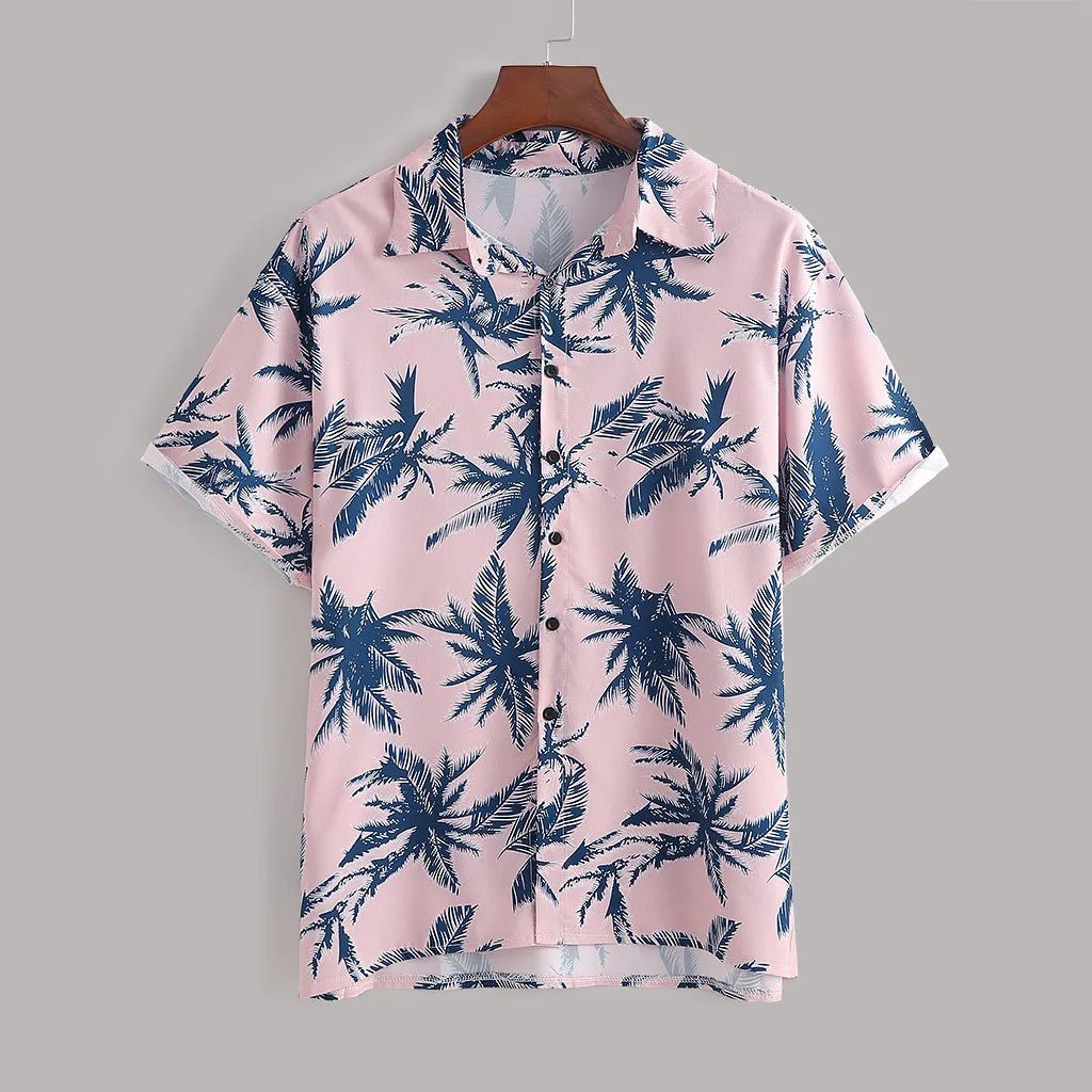 Men's Full Size Tropical Print Hawaiian Style Top and Shorts Set Plus Size - Luxe Lane Apparel