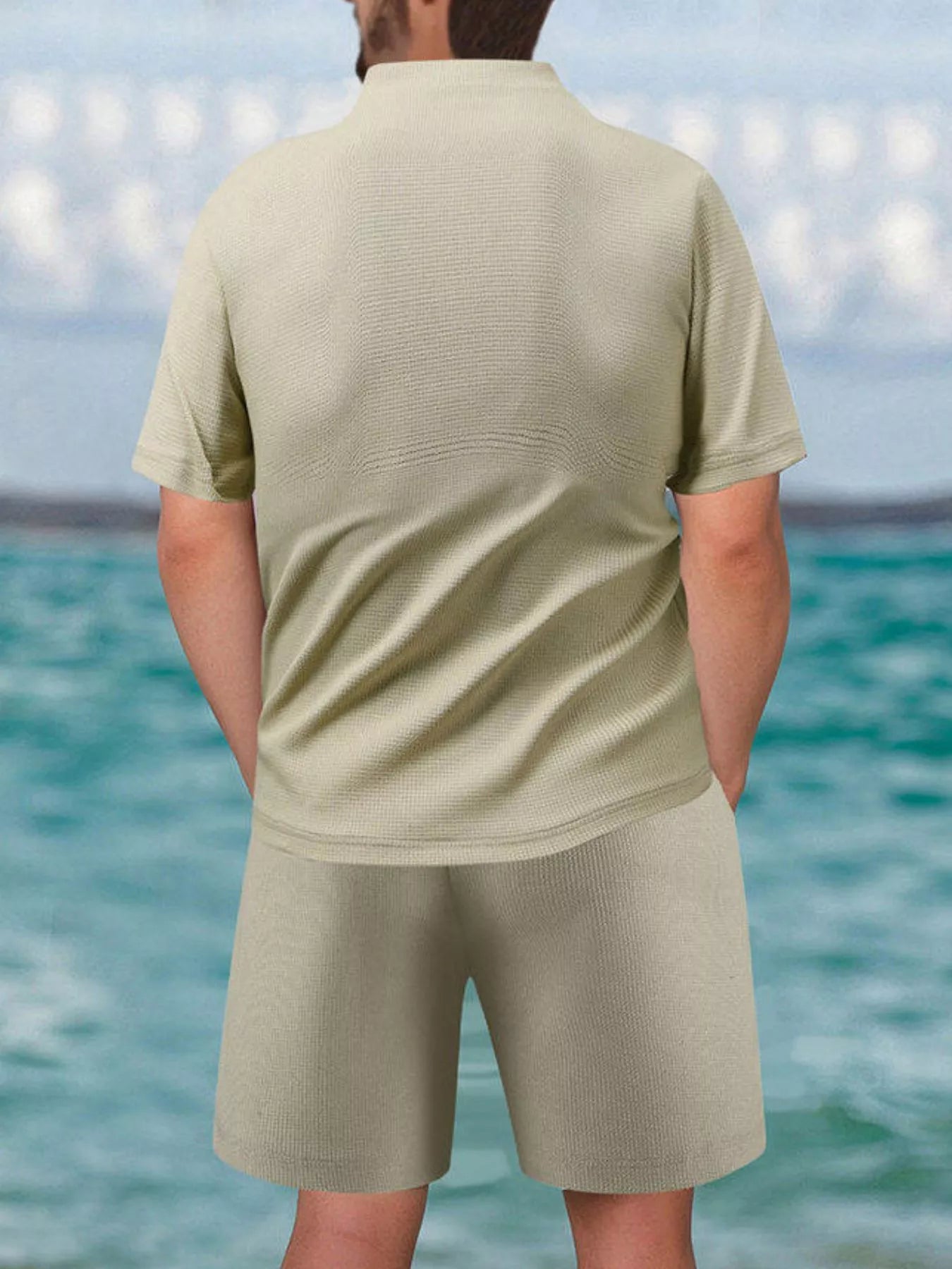 Men's Full Size Zip Front Short Sleeve Top and Shorts Set Plus Size - Luxé Lane