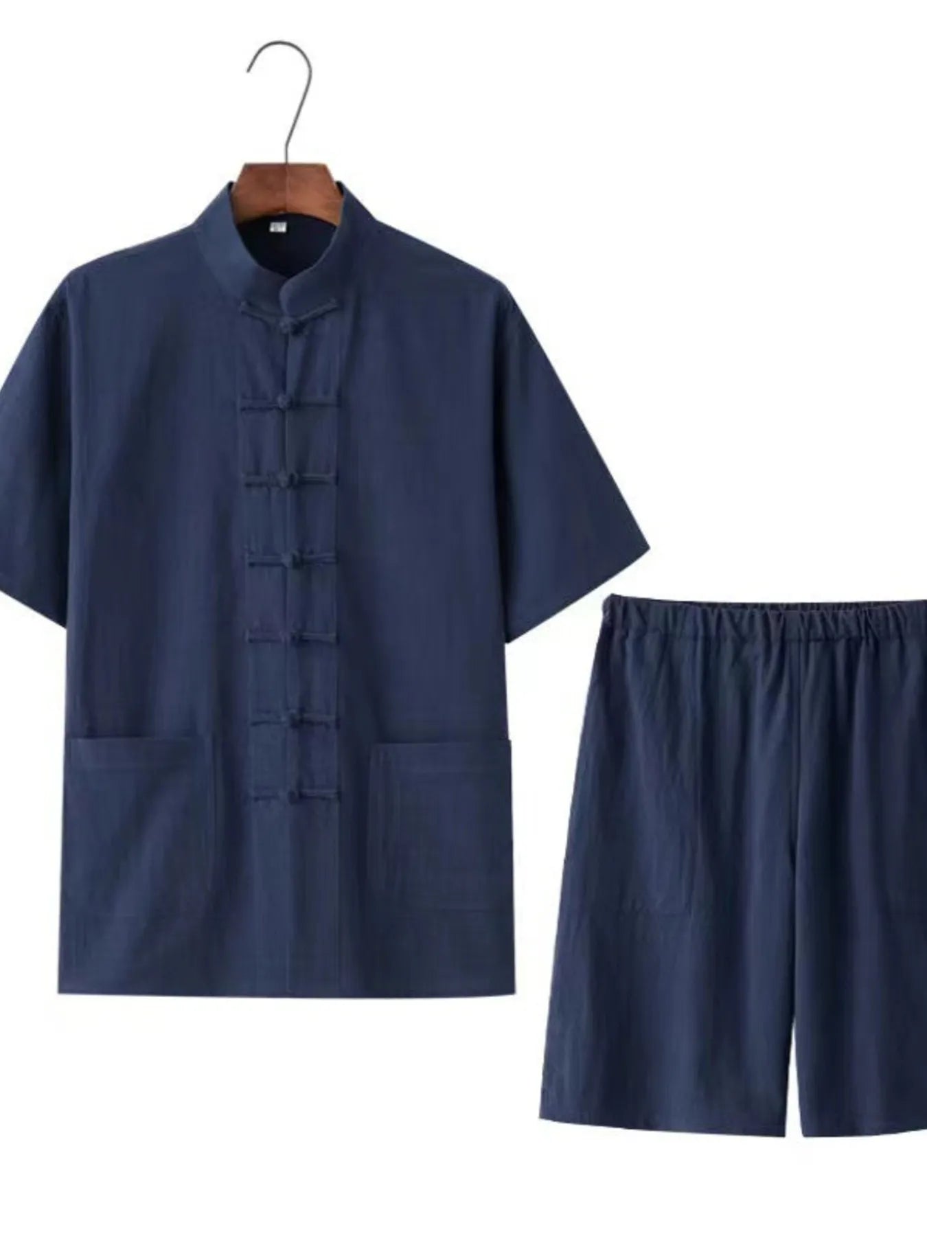 Men's Plus Size Chinese Style Top and Shorts Set - Luxé Lane