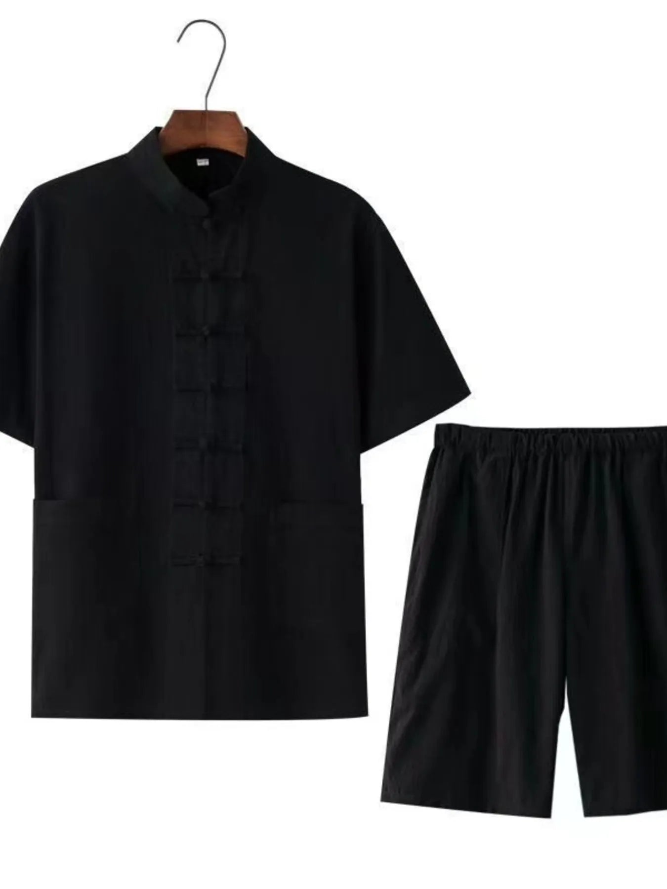 Men's Plus Size Chinese Style Top and Shorts Set - Luxé Lane