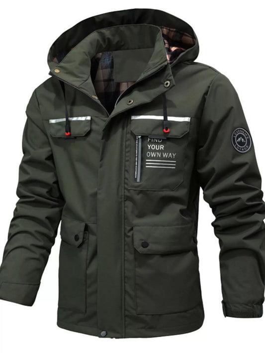 Men's Plus Size Hooded Outdoor Windproof Coat - Luxé Lane