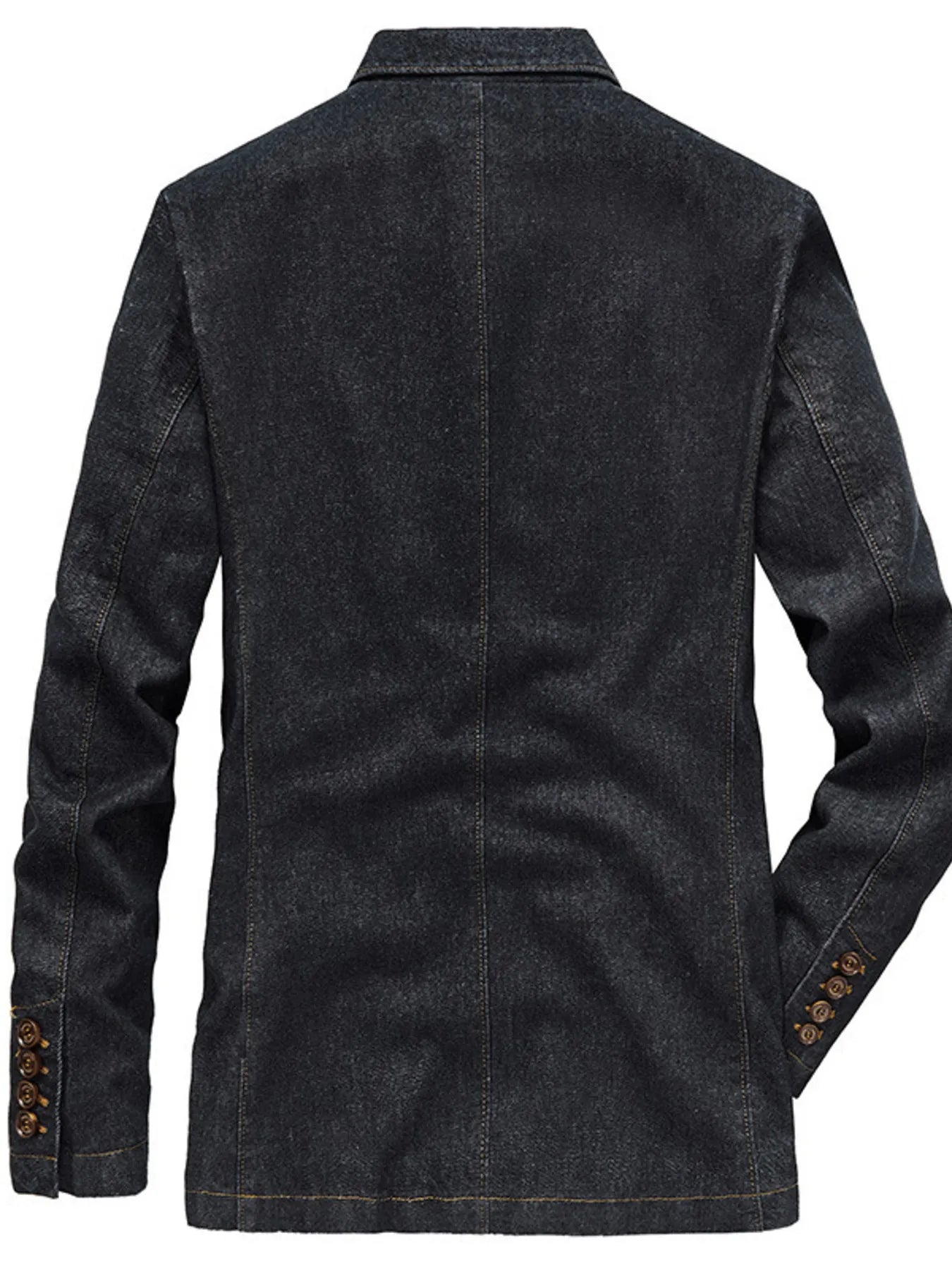Men's Plus Size Lapel Collar Long Sleeve Denim Blazer - Luxé Lane