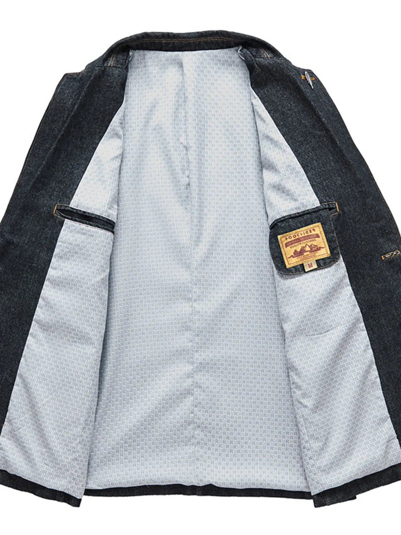 Men's Plus Size Lapel Collar Long Sleeve Denim Blazer - Luxé Lane