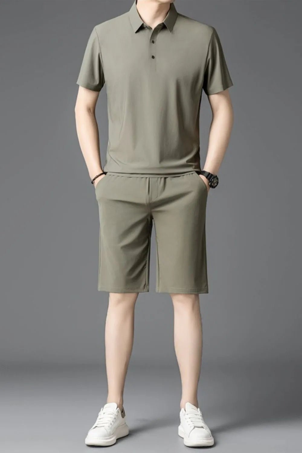 Men's Plus Size Short Sleeve Polo and Shorts Set - Luxé Lane