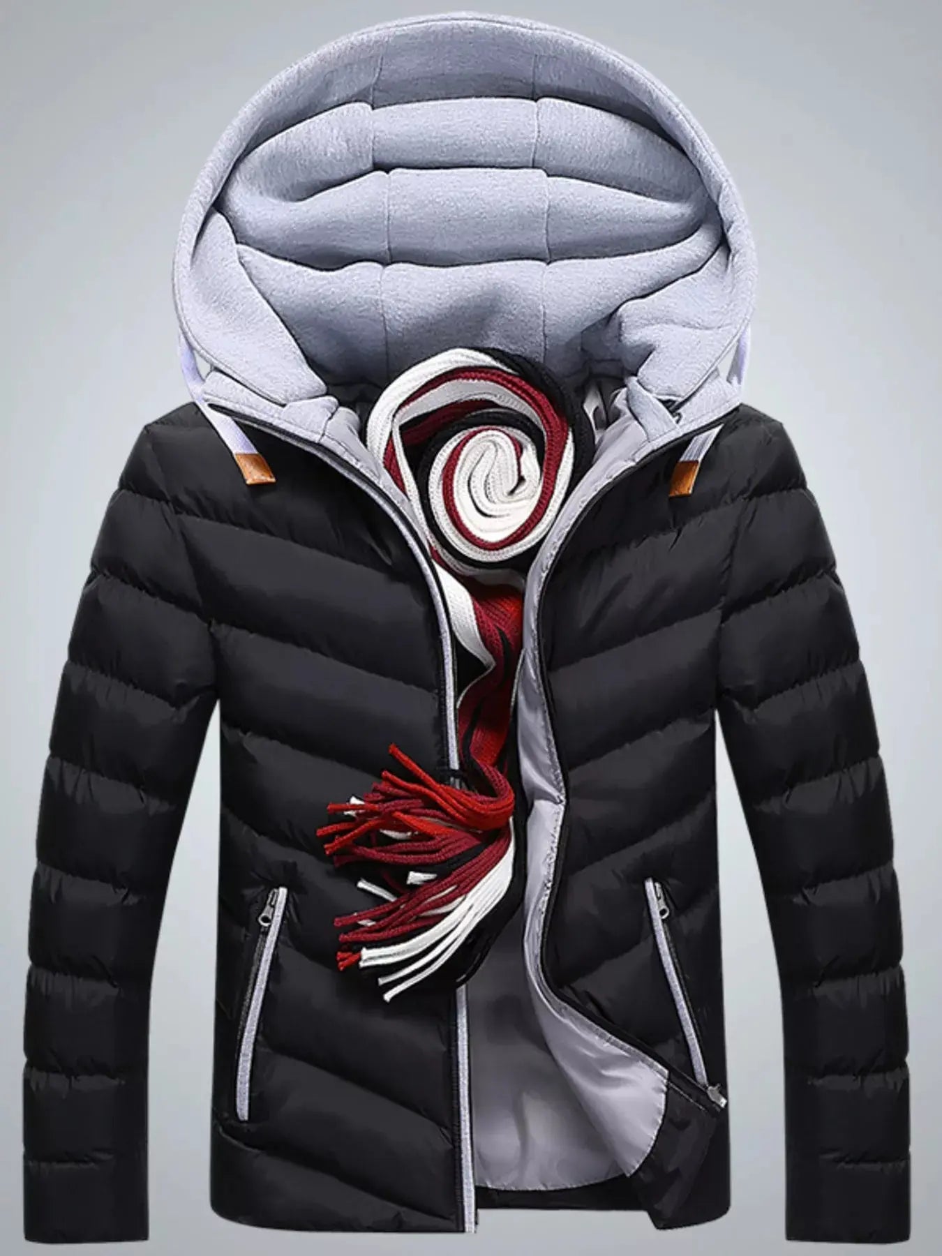 Men's Plus Size Zip Up Hooded Padded Puffer Jacket - Luxé Lane