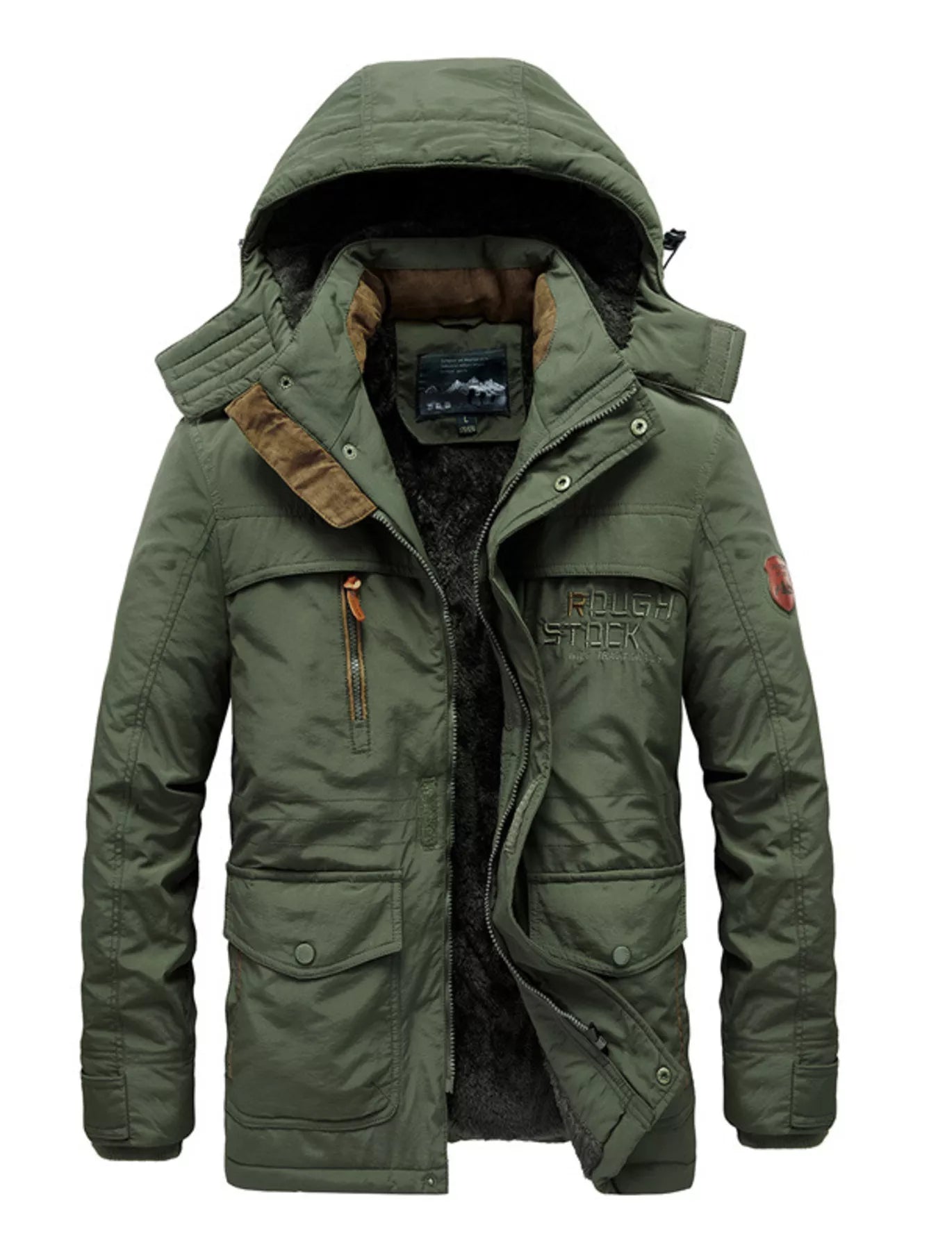 Men's Plus Size Zip Up Hooded Parka Coat - Luxé Lane