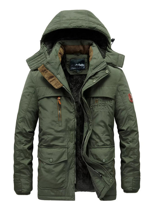 Men's Plus Size Zip Up Hooded Parka Coat - Luxé Lane