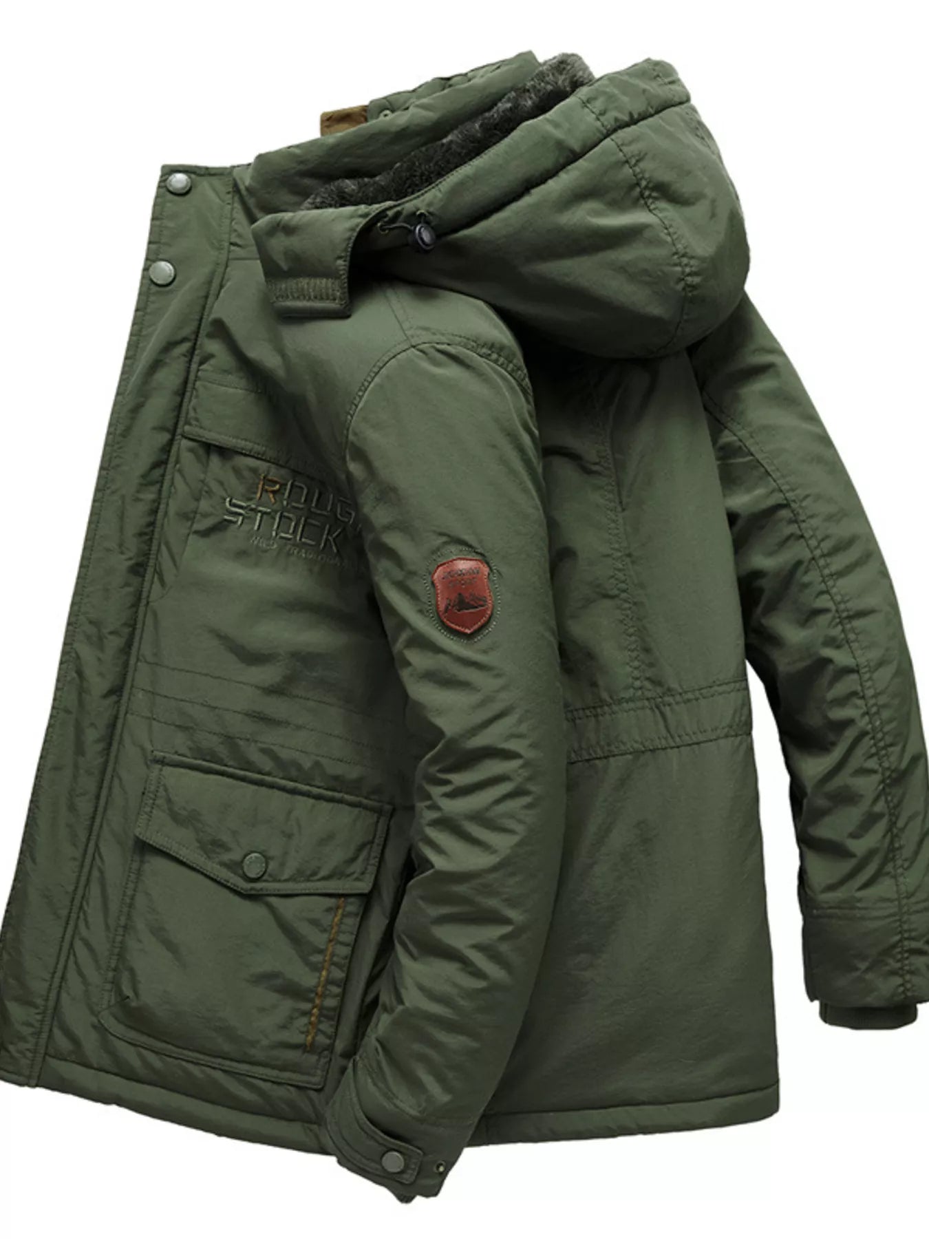 Men's Plus Size Zip Up Hooded Parka Coat - Luxé Lane