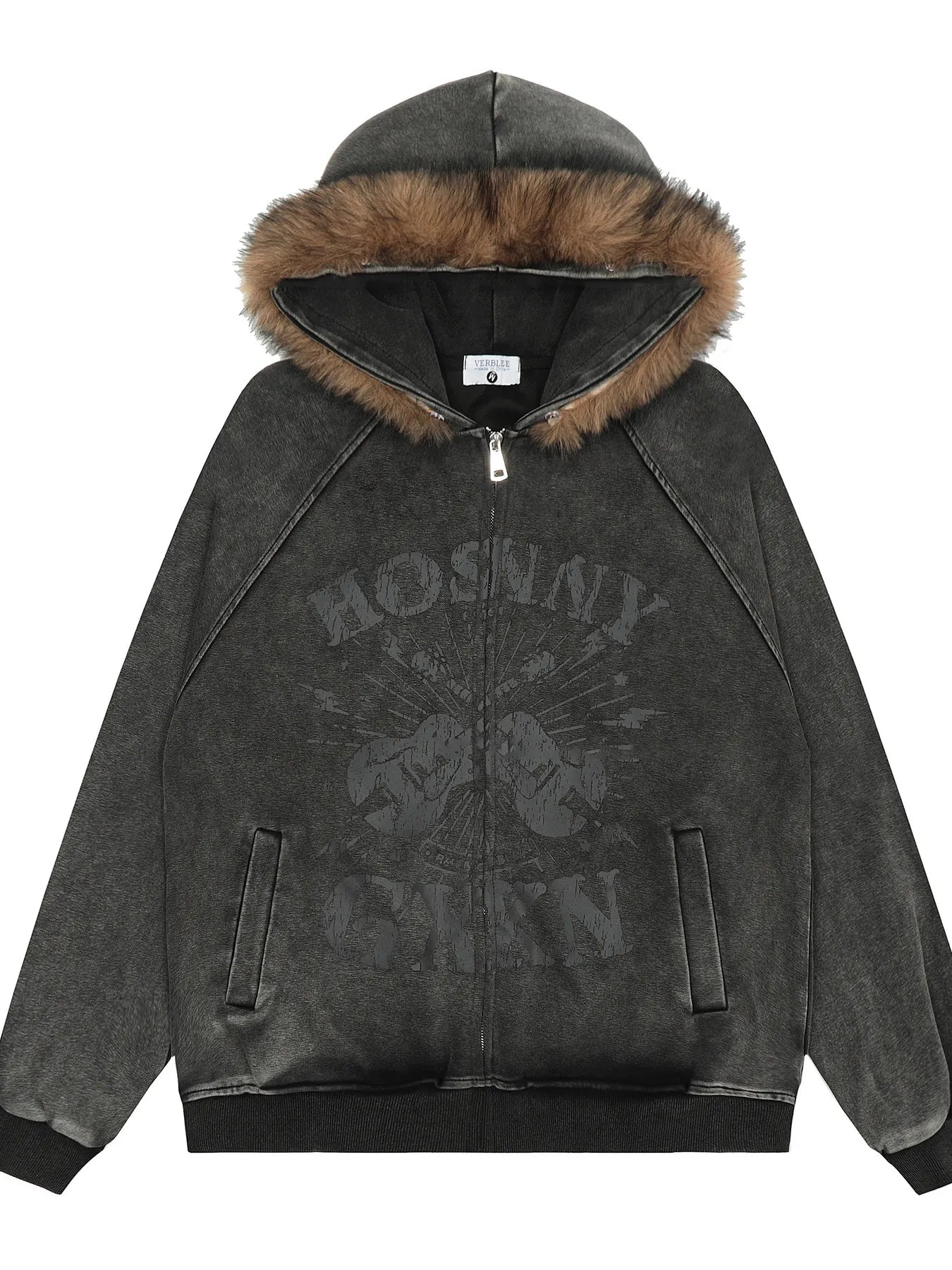 Men's Zip - Up Hoodie with Faux Fur Trim - Luxé Lane