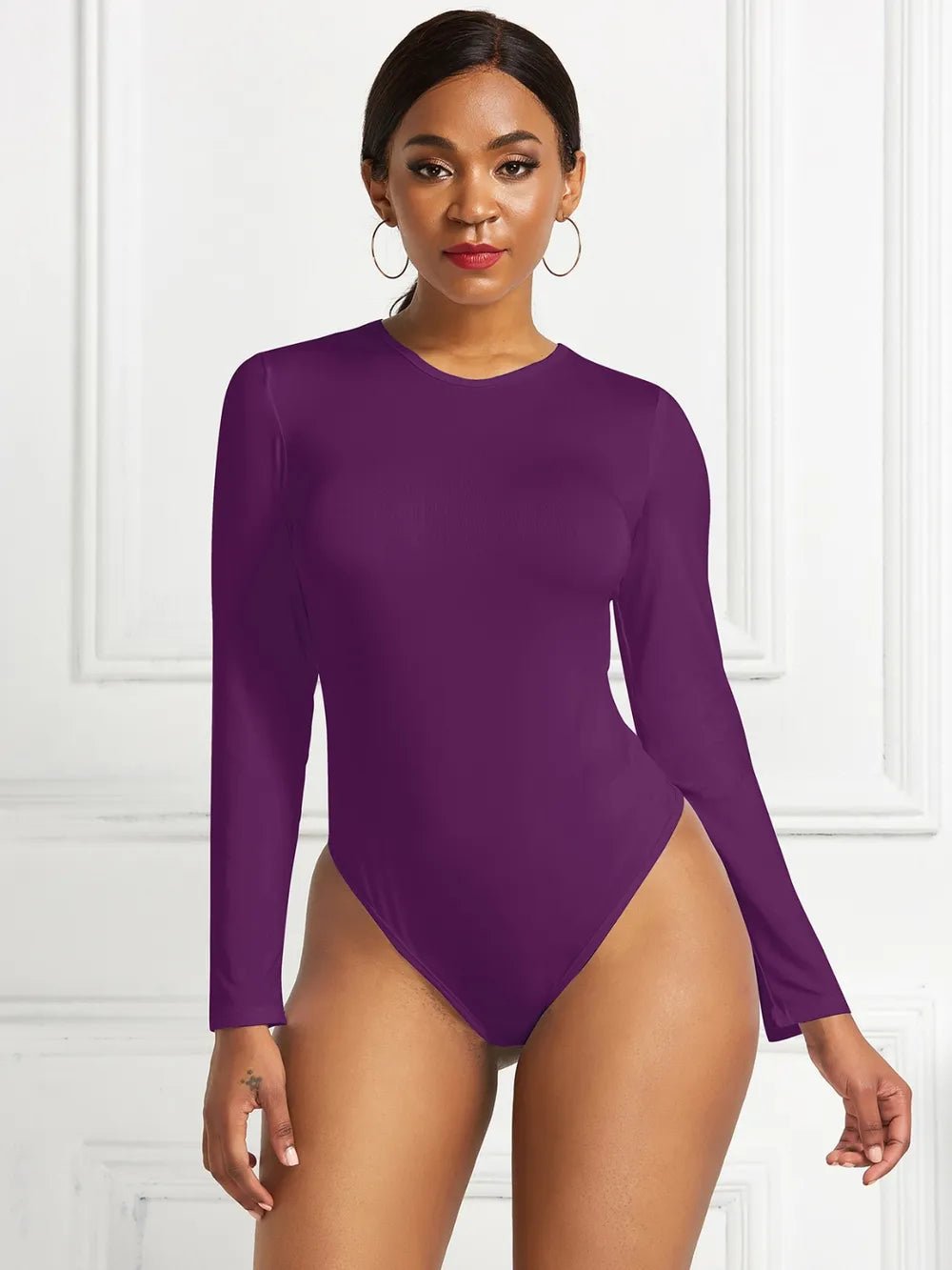 Round Neck Long Sleeve Bodysuit - Luxe Lane Apparel