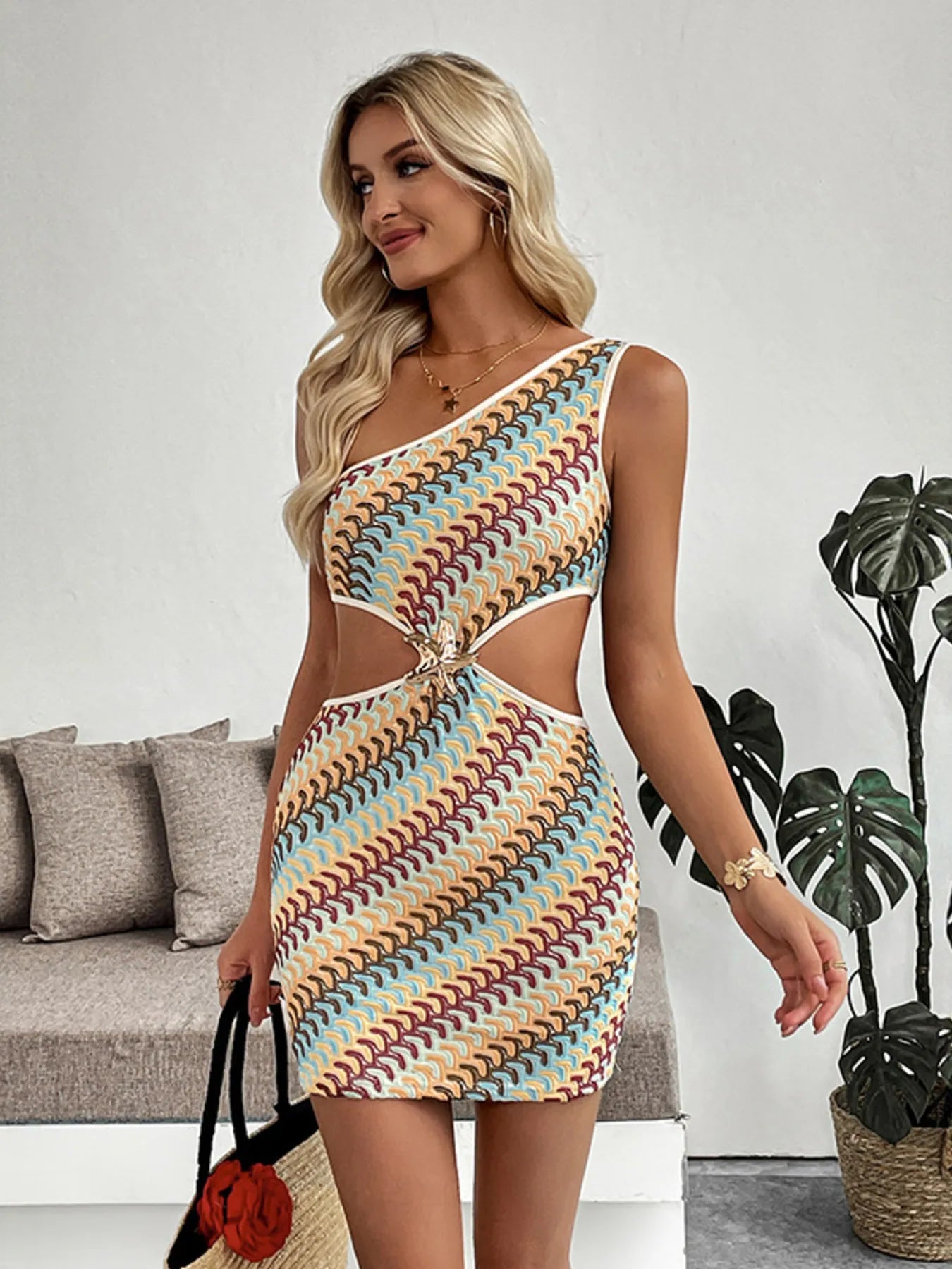 Single Shoulder Cutout Mini Dress - Luxe Lane Apparel