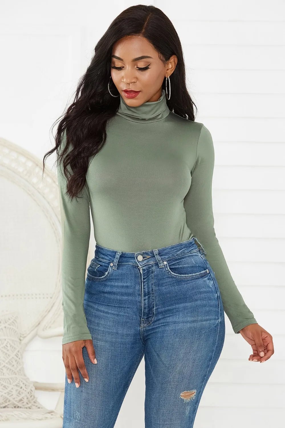 Turtleneck Long Sleeve Bodysuit - Luxe Lane Apparel