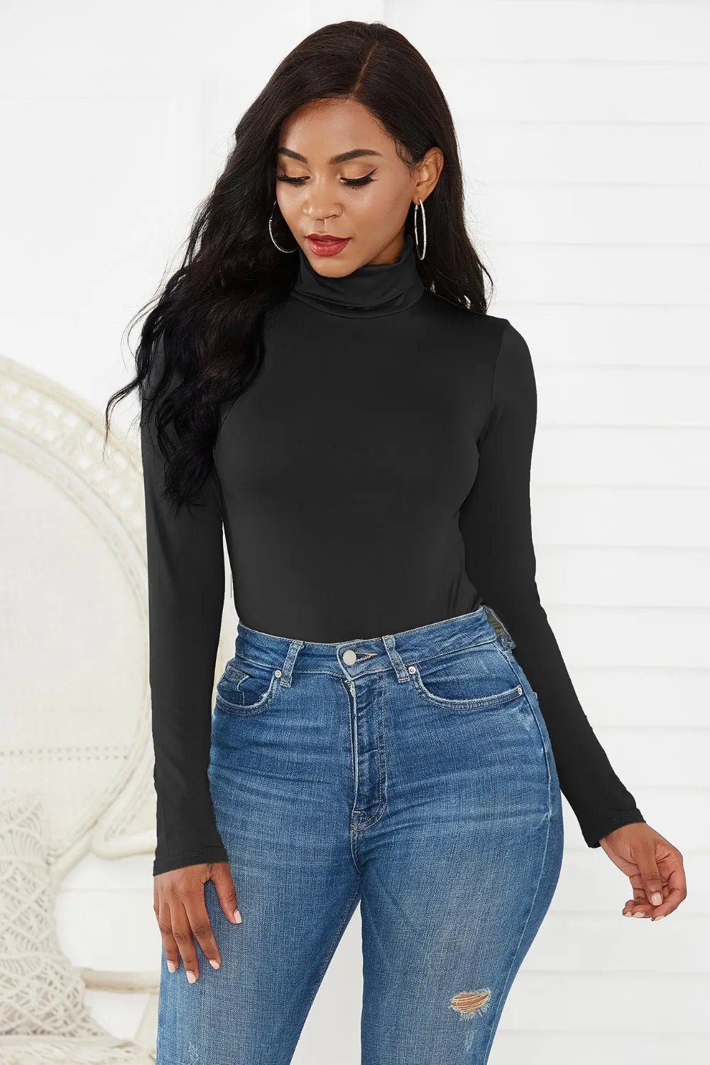 Turtleneck Long Sleeve Bodysuit - Luxe Lane Apparel