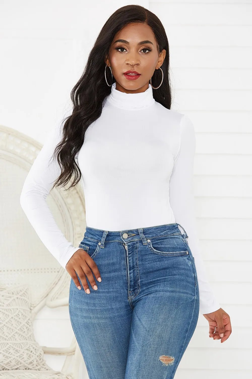 Turtleneck Long Sleeve Bodysuit - Luxe Lane Apparel