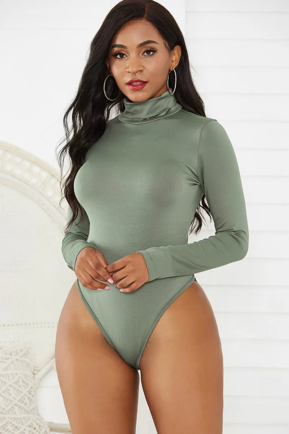 Turtleneck Long Sleeve Bodysuit - Luxe Lane Apparel