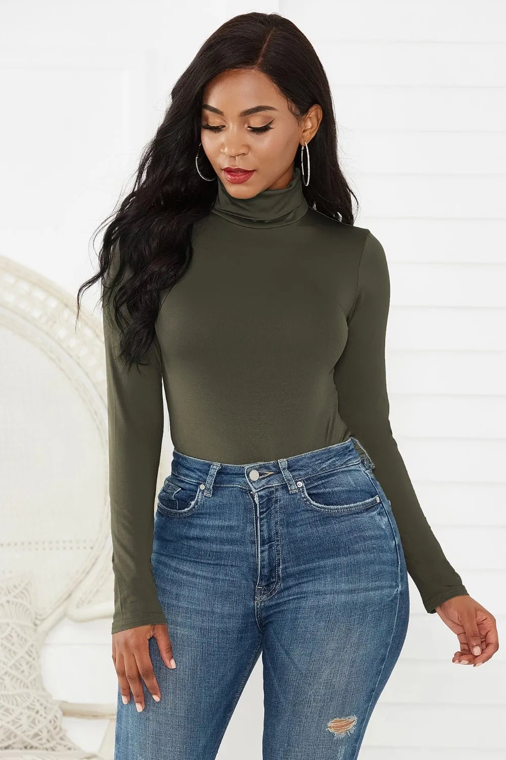 Turtleneck Long Sleeve Bodysuit - Luxe Lane Apparel