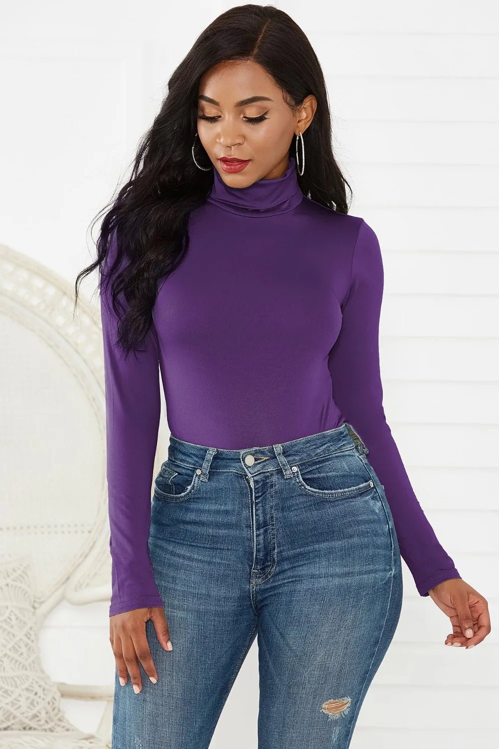Turtleneck Long Sleeve Bodysuit - Luxe Lane Apparel
