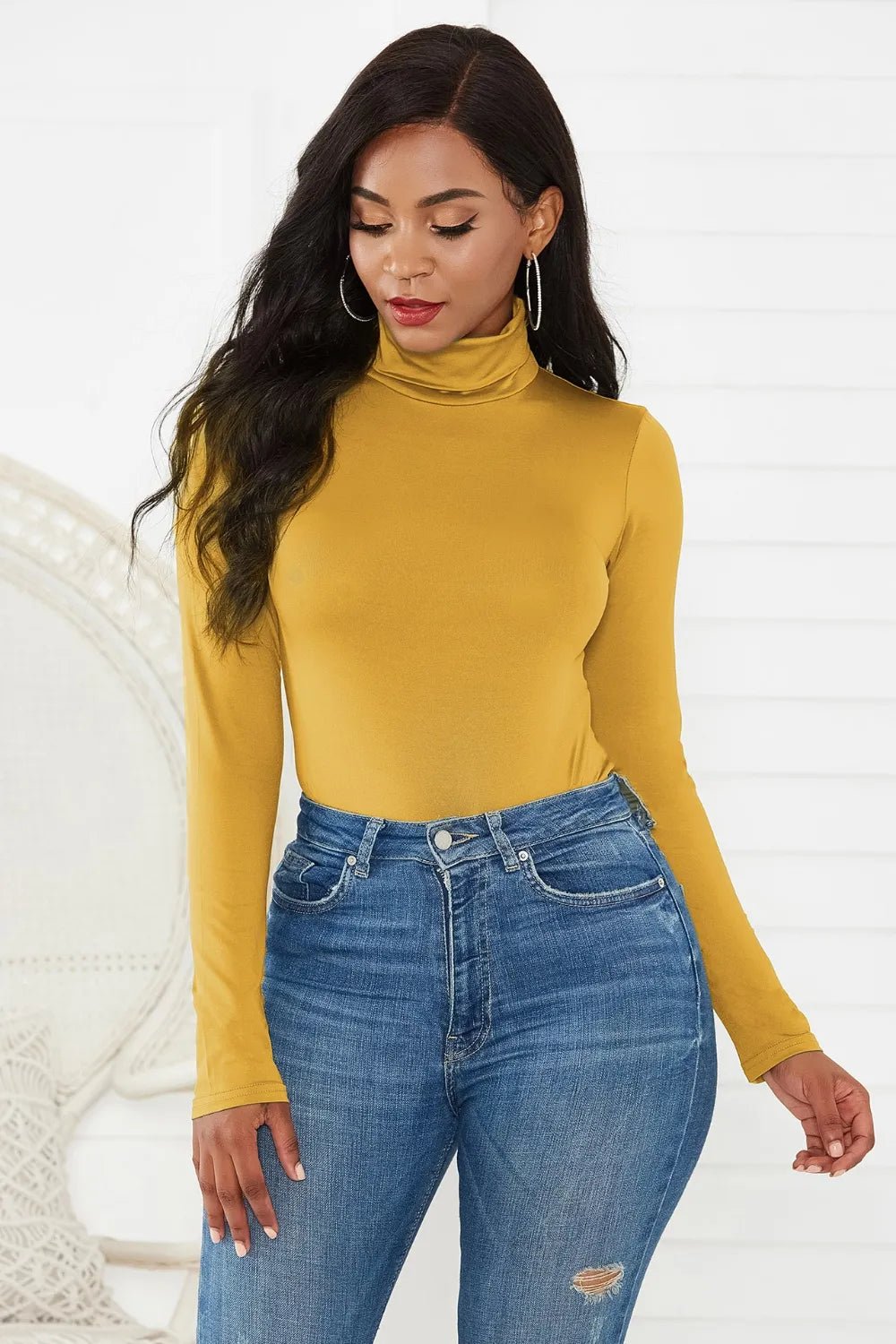 Turtleneck Long Sleeve Bodysuit - Luxe Lane Apparel