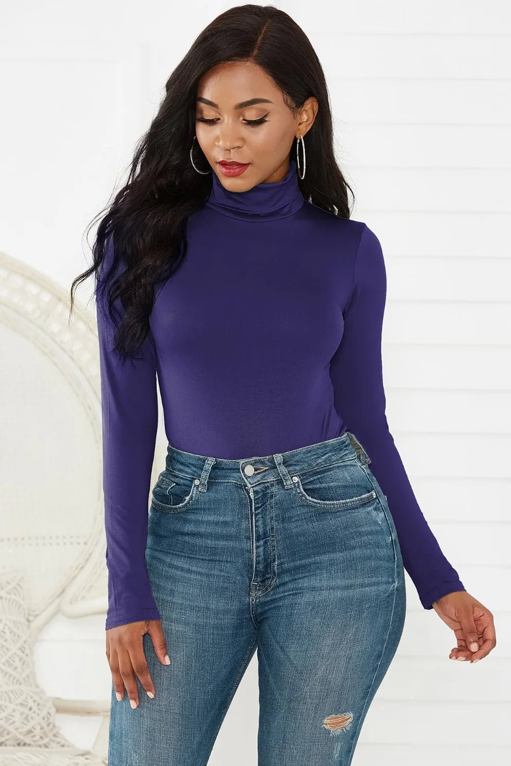 Turtleneck Long Sleeve Bodysuit - Luxe Lane Apparel