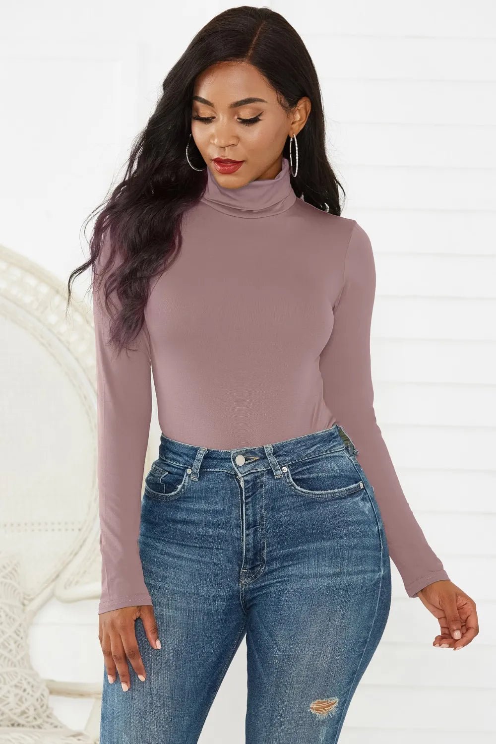 Turtleneck Long Sleeve Bodysuit - Luxe Lane Apparel